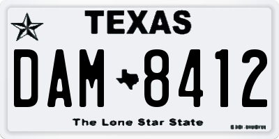 TX license plate DAM8412
