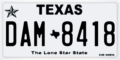 TX license plate DAM8418