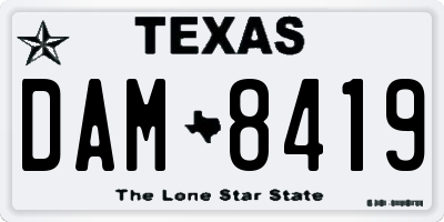 TX license plate DAM8419