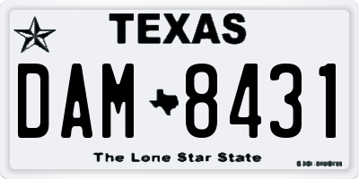 TX license plate DAM8431