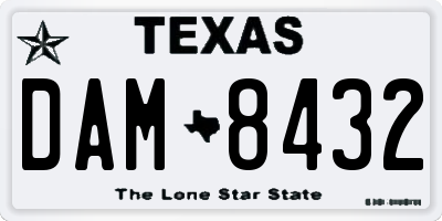 TX license plate DAM8432