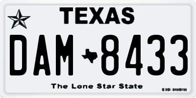 TX license plate DAM8433