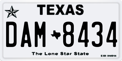 TX license plate DAM8434