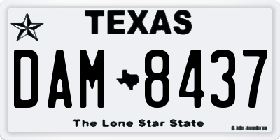 TX license plate DAM8437