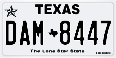 TX license plate DAM8447