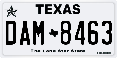 TX license plate DAM8463