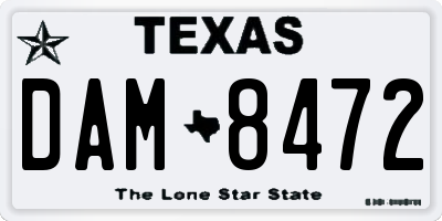 TX license plate DAM8472