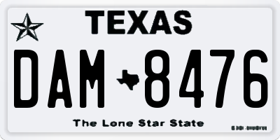 TX license plate DAM8476