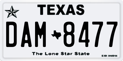 TX license plate DAM8477