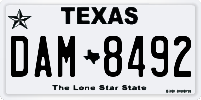 TX license plate DAM8492