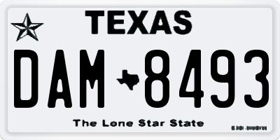 TX license plate DAM8493