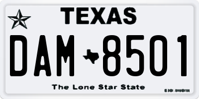 TX license plate DAM8501