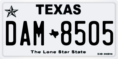 TX license plate DAM8505