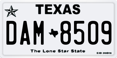 TX license plate DAM8509