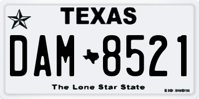 TX license plate DAM8521