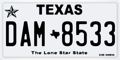 TX license plate DAM8533