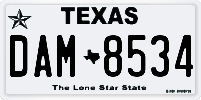 TX license plate DAM8534