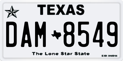 TX license plate DAM8549