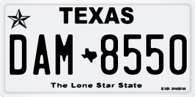 TX license plate DAM8550