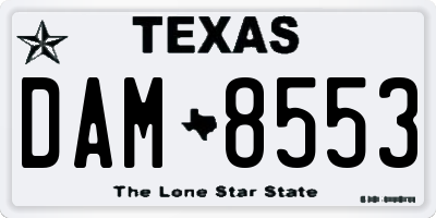TX license plate DAM8553