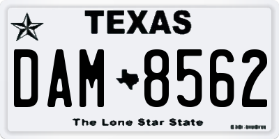 TX license plate DAM8562