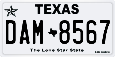 TX license plate DAM8567