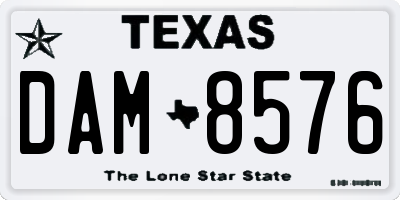 TX license plate DAM8576