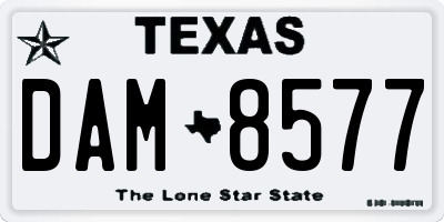 TX license plate DAM8577