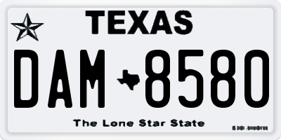 TX license plate DAM8580