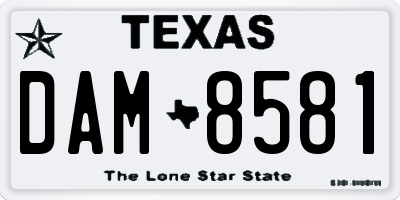 TX license plate DAM8581