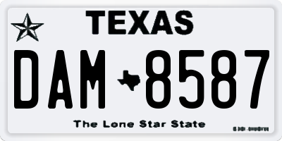 TX license plate DAM8587