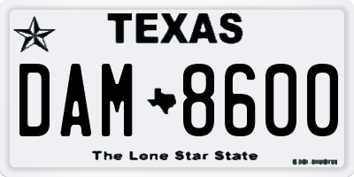 TX license plate DAM8600