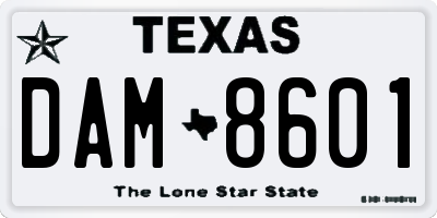 TX license plate DAM8601