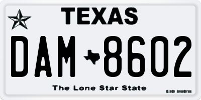 TX license plate DAM8602