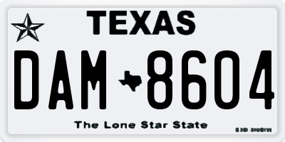 TX license plate DAM8604