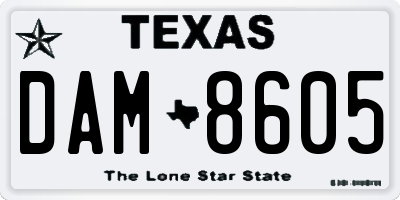 TX license plate DAM8605