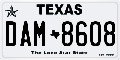 TX license plate DAM8608