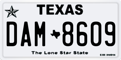 TX license plate DAM8609