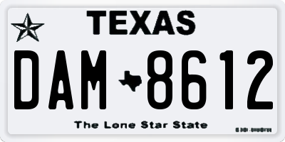 TX license plate DAM8612
