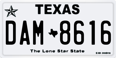 TX license plate DAM8616