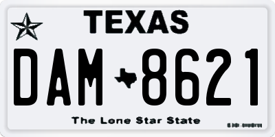 TX license plate DAM8621