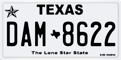 TX license plate DAM8622