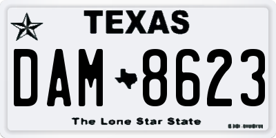 TX license plate DAM8623