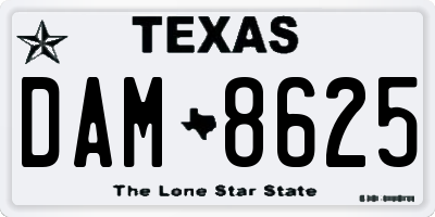 TX license plate DAM8625