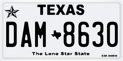 TX license plate DAM8630