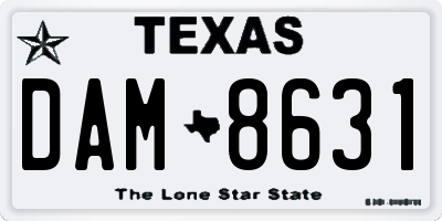 TX license plate DAM8631