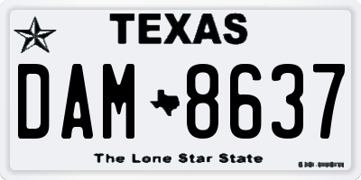 TX license plate DAM8637