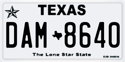 TX license plate DAM8640