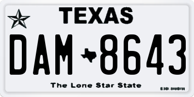 TX license plate DAM8643