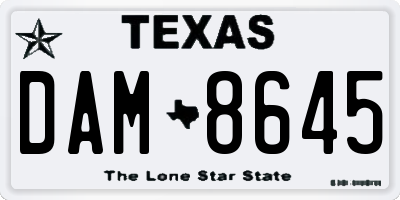 TX license plate DAM8645
